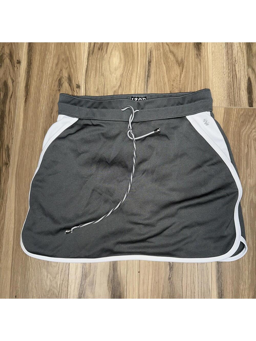 Izod Golf Gray White Drawstring Elastic Skort Size Small